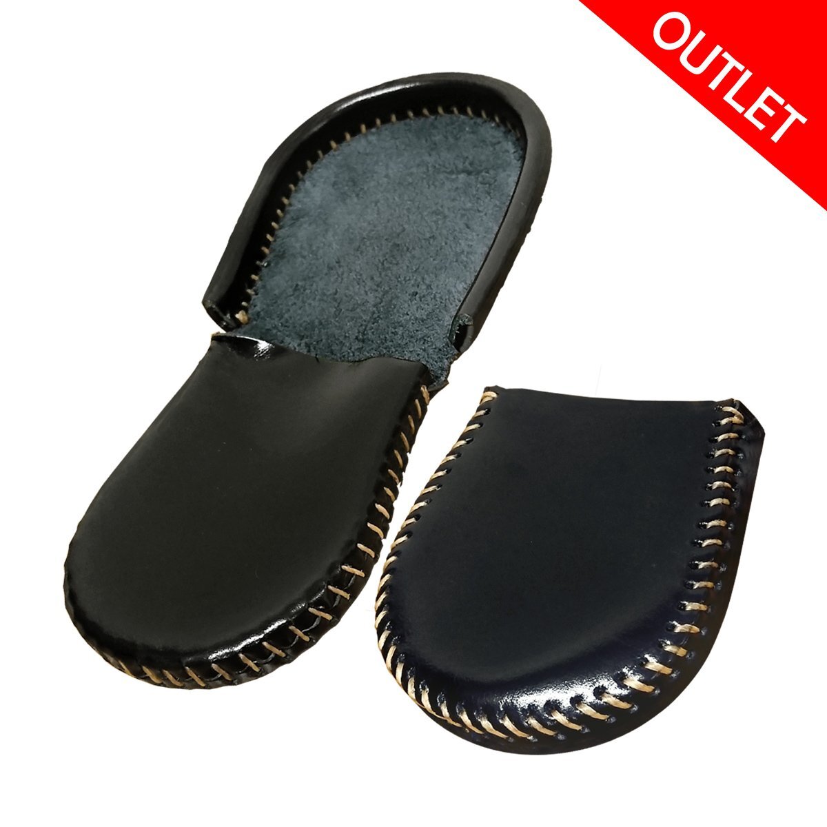 訳あり【CT2001030-B】ハンドメイド 本革コインケース 馬蹄型 ブラック