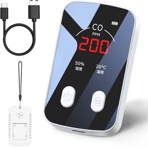 一酸化炭素チェッカー ポータブル一酸化炭素チェッカー キャンプ用 一酸化炭素 Type-c充電式 アラーム ホワイト
