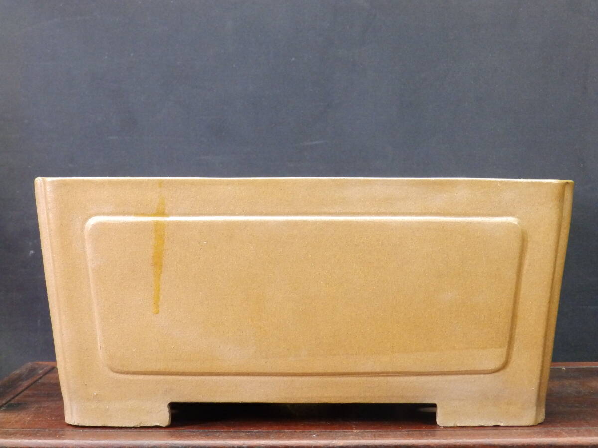 ★盆栽日和★　【和鉢】 隅入出額正方鉢・在銘　30.5㎝ (h・k)