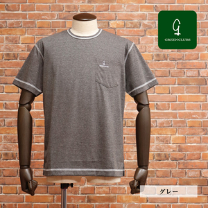 1円/春夏/GREENCLUBS/5サイズ/半袖Tシャツ メランジ 杢調 ロゴ刺繍 メンズウェア 新品/グレー/kt115/