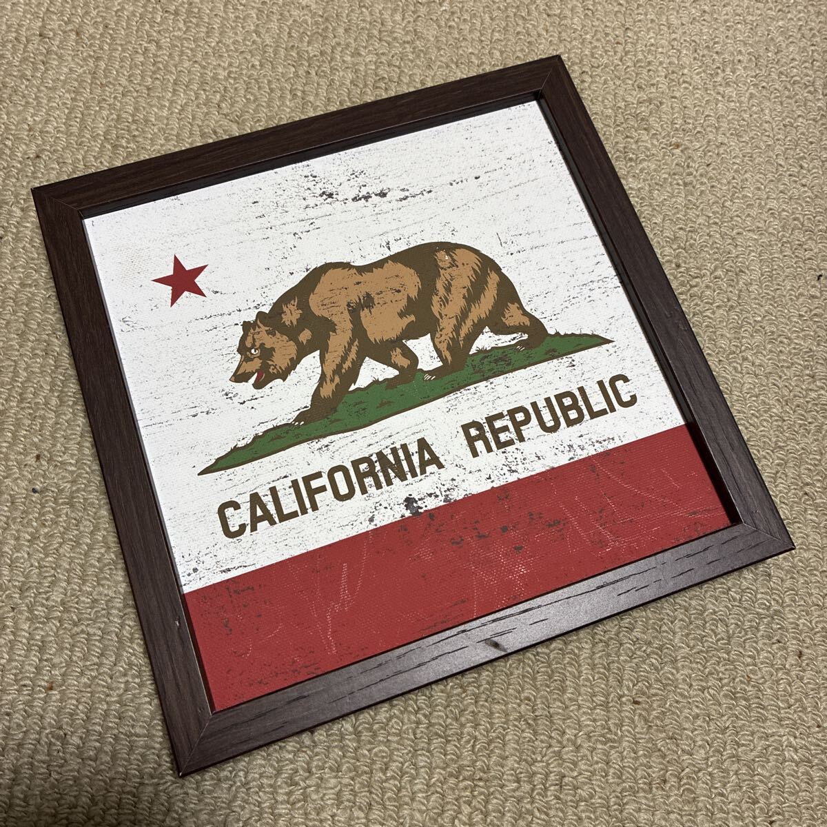 カリフォルニア州旗のインテリア額 美品 CALIFORNIA REPUBLIC 