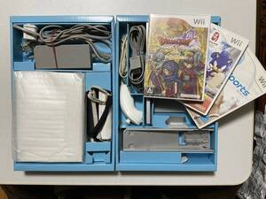 【状態良好・本体清掃済・極美品・ドラクエ・マリオなどソフト3本付】任天堂 Wii本体 Wiiリモコンプラス2本付 初期化済 簡易動作チェック済