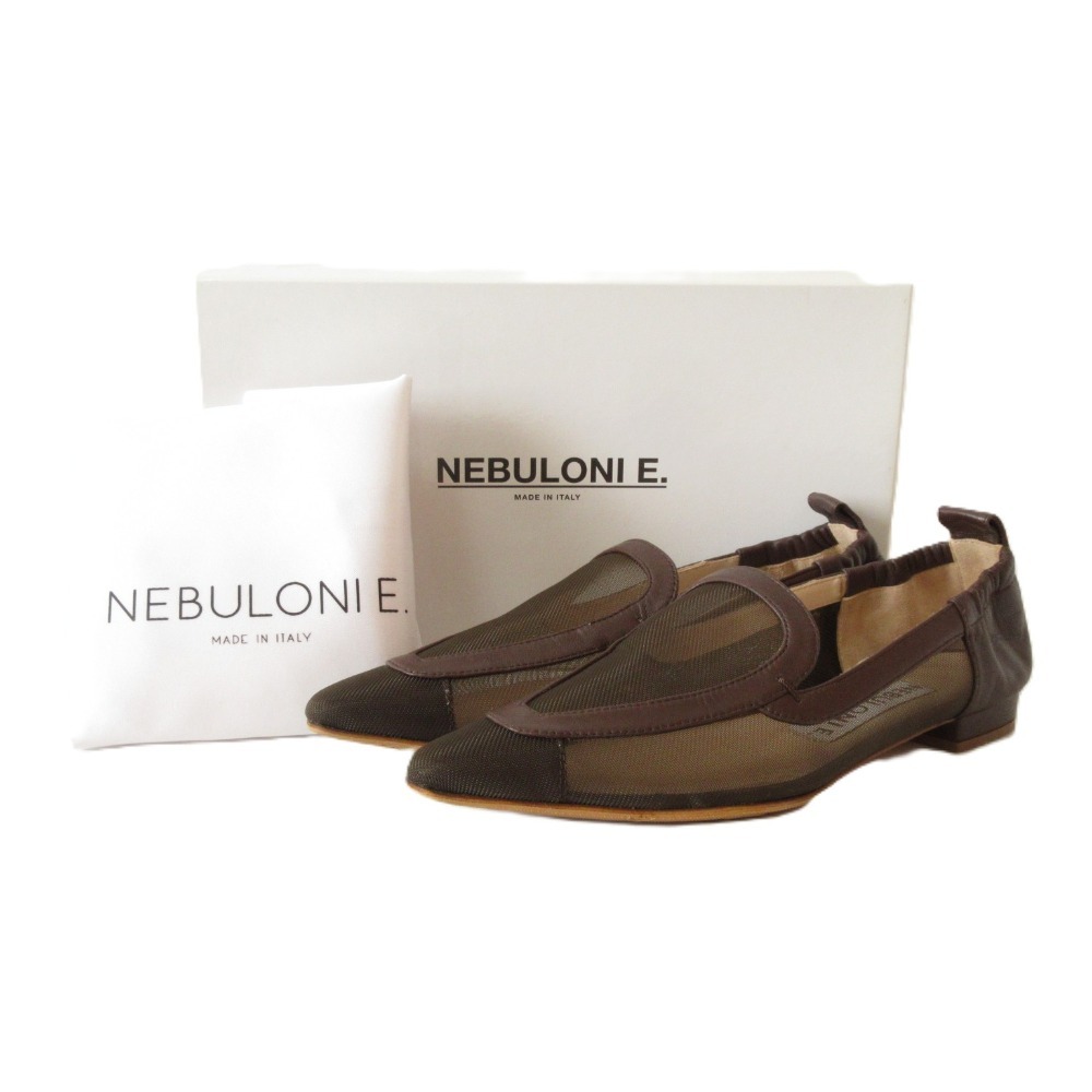 美品 NEBULONI E. ネブローニ レザー メッシュ シアー ポインテッド