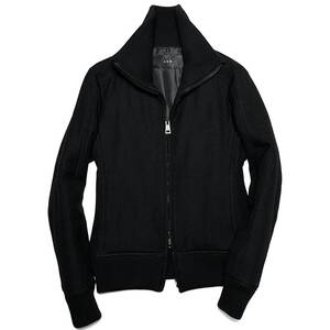 定価10万 AKM WOOL LINEN TWILL HIGH NECK RIB TRACK JACKET サイズS 黒 トラックジャケット ライダース wjk junhashimoto 1piu ブルゾン