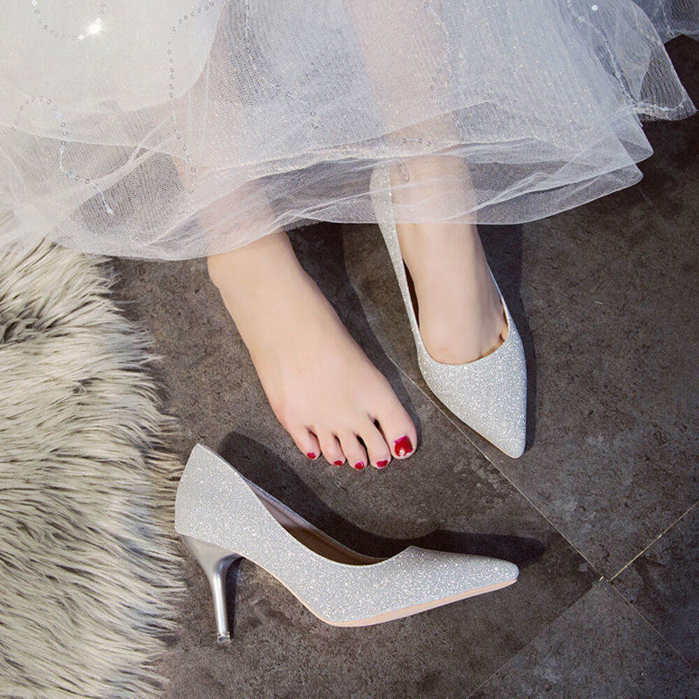 ☆ シルバー（ヒール5cm） ☆ 39(24.5cm) ☆ ウエディングシューズ