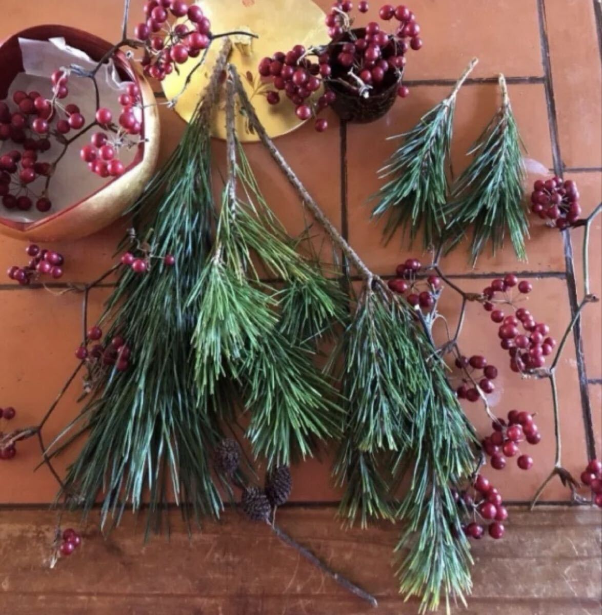 サンキライと黒松のセット　お正月や冬のデコレーションに