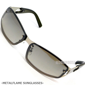 送料無料 メタルフレーム サングラス スクエア メンズ UVカット オラオラ系 チョイ悪系 ロック系 バイカーズ シルバーミラー 伊達眼鏡□