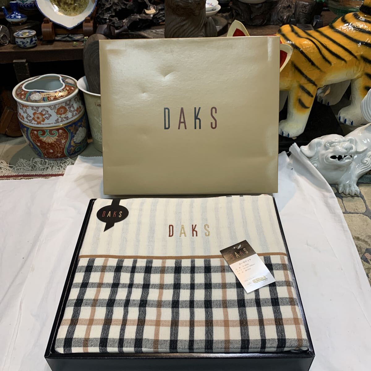ガーゼケット DAKS 約140×200㎝ 綿100% 保管品 カラーBE 寝具