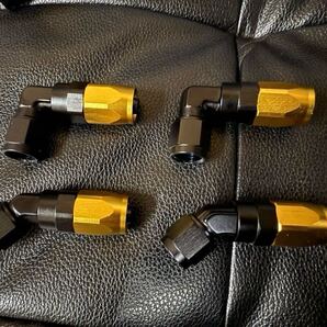 4個セット AN6 オイルクーラー ホースエンド フィッティング 45° 90° 継手 #6 検 アールズ アクティブ PLOT Setrab アルミ 黒×金