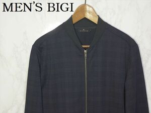 新品 MEN'S BIGI メンズ ビギ MA1 エムエーワン ジャケット チェック Lサイズ 秋冬用 上着 紺 ネイビー フォーマル カジュアル メンズ