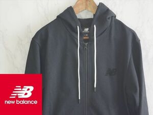 新品 NEW BALANCE ニューバランス スポーツウェア パーカー 黒 ブラック Mサイズ ジャージ ジャケット ビッグロゴ フード付き ジップ