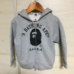 BAPE KIDS ベイプ キッズ ア ベイシング エイプ 猿顔 パーカー 灰 子供100cm 管理C721