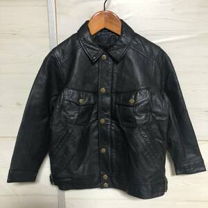 MINI BATSU Mini Ba-Tsu leather cow leather original leather real leather rider's jacket black child 120cm beautiful goods control C731