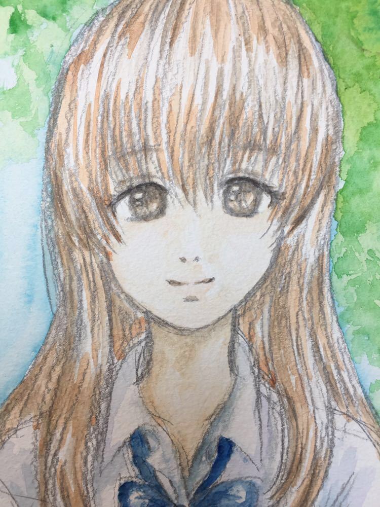 رسم توضيحي مرسومة باليد صوت صامت شوكو نيشيميا دوجين رسم بطاقة بريدية بالألوان المائية [Shizuka Aoki], كاريكاتير, سلع الانمي, رسم توضيحي مرسومة باليد