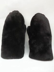  custom-made men's black * shared * beaver fur fur * mitten gloves both sides fur 