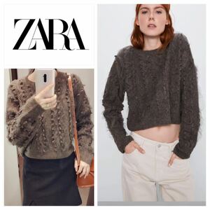 zara ZARA フリル　ニット　チュール　ニット　combined tulle sweater M セーター　ニットプルオーバー　20201121