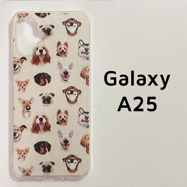 Galaxy A25 5G ケース 犬の顔 総柄 イラスト カバー