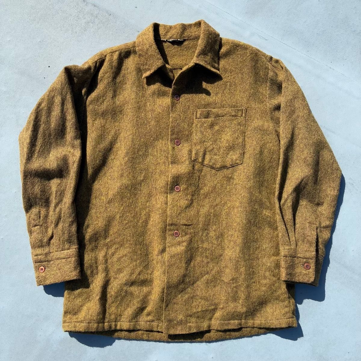 50s~60s VINTAGE ウールシャツ ボックスシルエット 開襟シャツ シャツジャケット オープンカラーシャツ ヴィンテージ