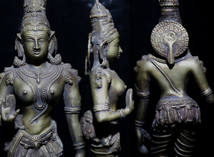 ★★ 古い ブロンズ像 全長51cm 5.5kg 真鍮 ブロス 女神 ヒンドゥー教 ヒンズー教 インド美術 仏像 置物