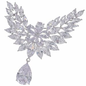 A6674* Kirameki .. diamond style clear CZ *... Drop type charm * new goods brooch * wedding high quality height is seen *