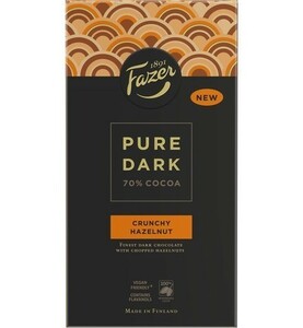 Fazer Pure Dark ファッツェル ピュアダーク ヘーゼルナッツ味 チョコレート 8袋×95g フィンランドのお菓子です