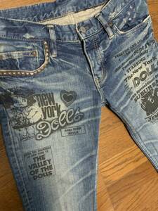 * большое снижение цены * Hysteric Glamour NEW YORK DOLLS повреждение обработка заклепки Denim *L1411* очень красивый товар * размер S* стрейч шедевр hysteric