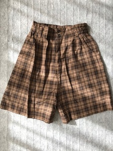  Camel light brown group tone on tone check pattern shorts culotte short pants 