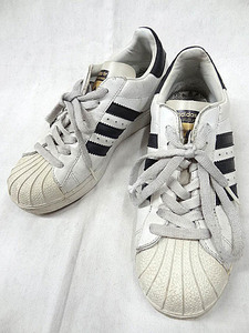 ADIDAS Adidas super Star sneakers white black Monotone 2 tone color lady's size 24.5 centimeter gold Logo rare rare 