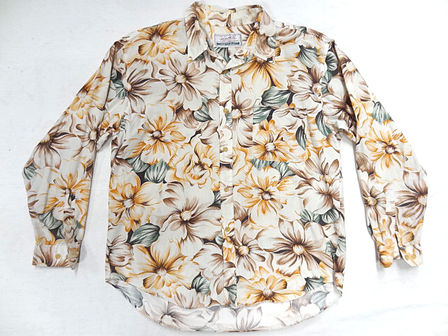 80s 90s ملابس رياضية Urban Hill قميص مطبوع عليه زهور بالكامل 1 جيب فن نادر عتيق منتج نادر لون فاتح, كم طويل, القمصان طويلة الأكمام بشكل عام, حجم كبير