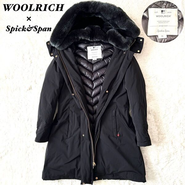 WOOLRICH × Spick&Span ウールリッチ 別注 BOW BRIDGE ボウブリッジ ダウンコート ラビットファー黒