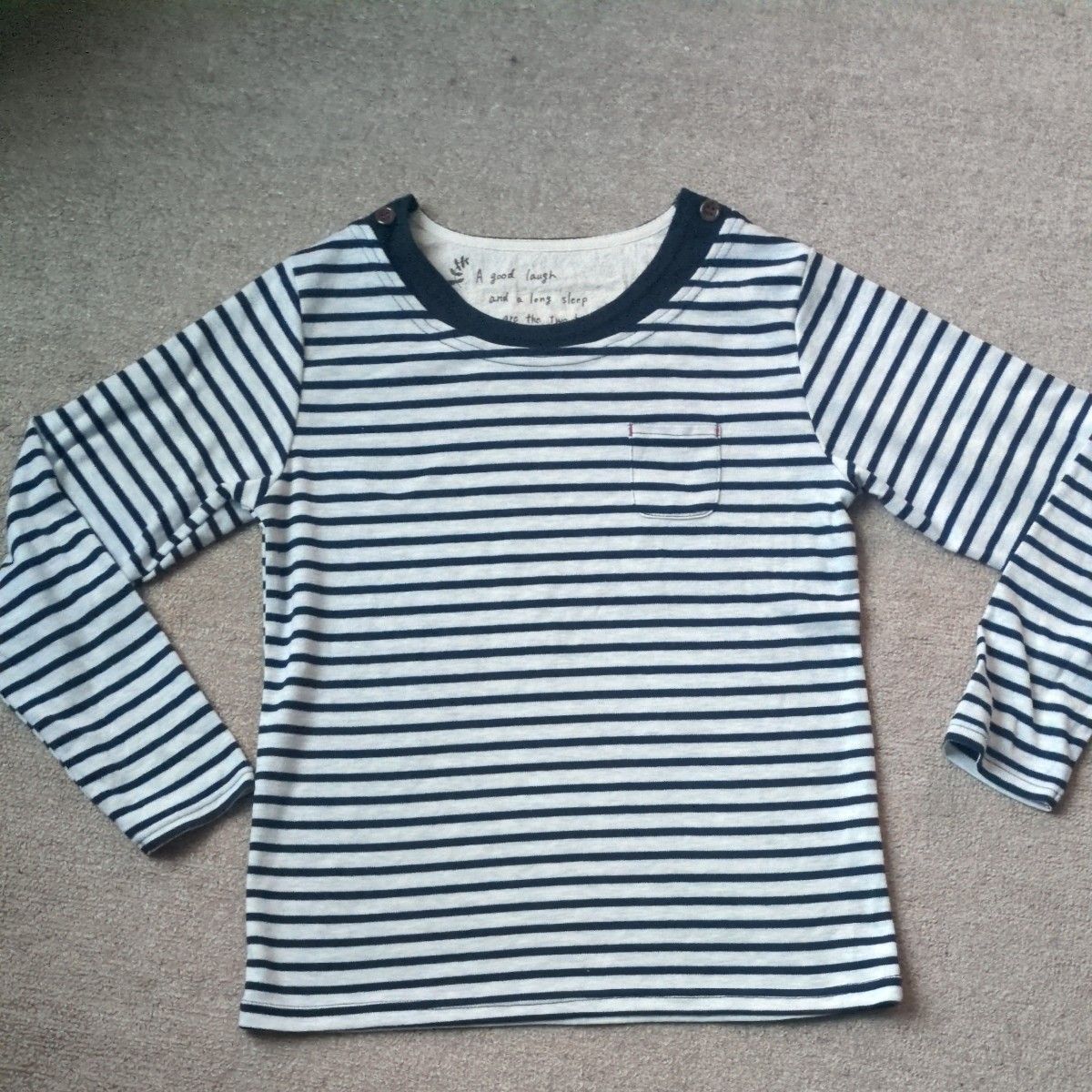 【年内最終発送は12月26日】ボーダー長袖Tシャツ ロンT ネイビー ホワイト 胸ポケット付き　М　女の子