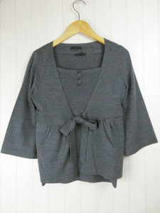  Fragile FRAGILE knitted ensemble knitted 7 minute sleeve ribbon inner short sleeves wool gray 38