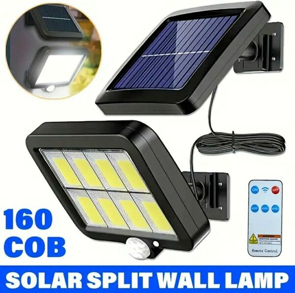 高輝度160COB ソーラーライト 屋外 人感センサー 防水 防犯ライト