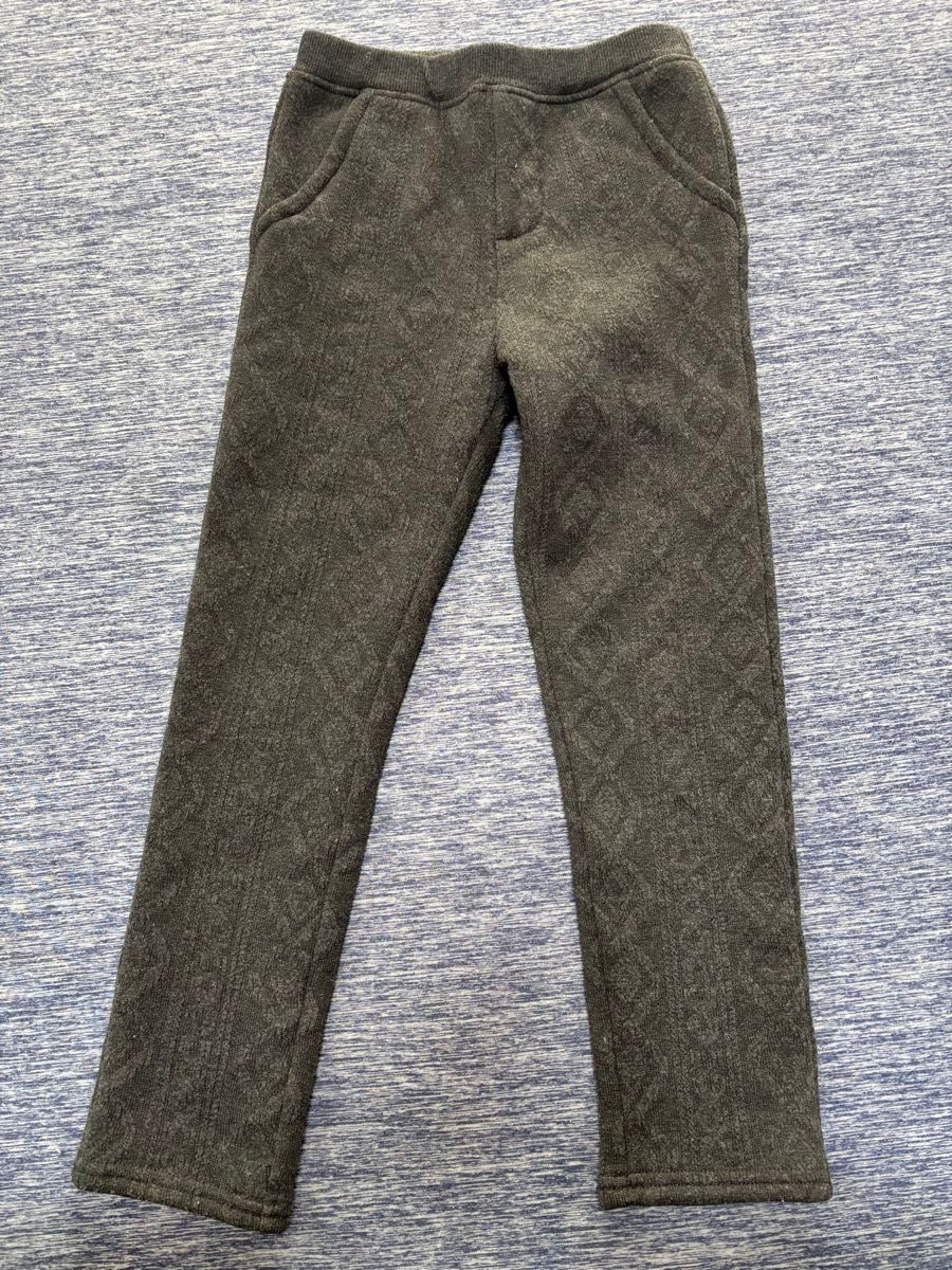 【ライトオン】キッズ 長ズボン ダークグレー 130cm 裏起毛 ダイヤ柄　レギンス 