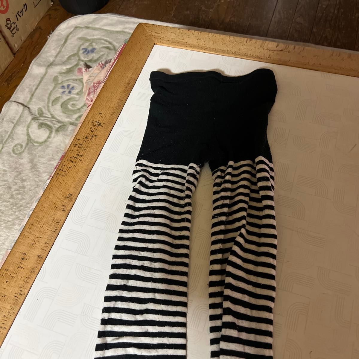 ボーダー柄 レギンス スパッツ ブラック ホワイト