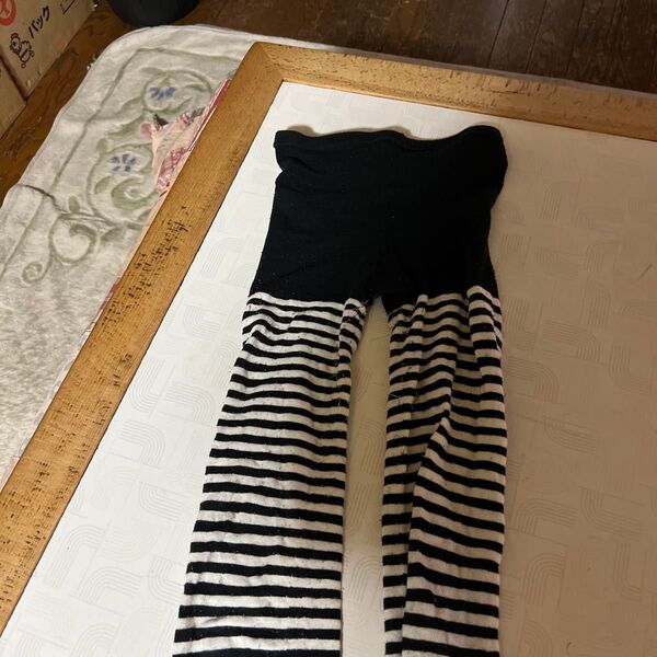 ボーダー柄 レギンス スパッツ ブラック ホワイト