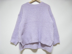 GU ジーユー トップス セーター 長袖 丸首 紫 パープル Lサイズ 