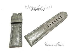 【CousuMain】24mm-22mm （PANERAI パネライ 44mmケース）向 クロコダイル　両面　尾錠用　クロコ時計ベルト　R927