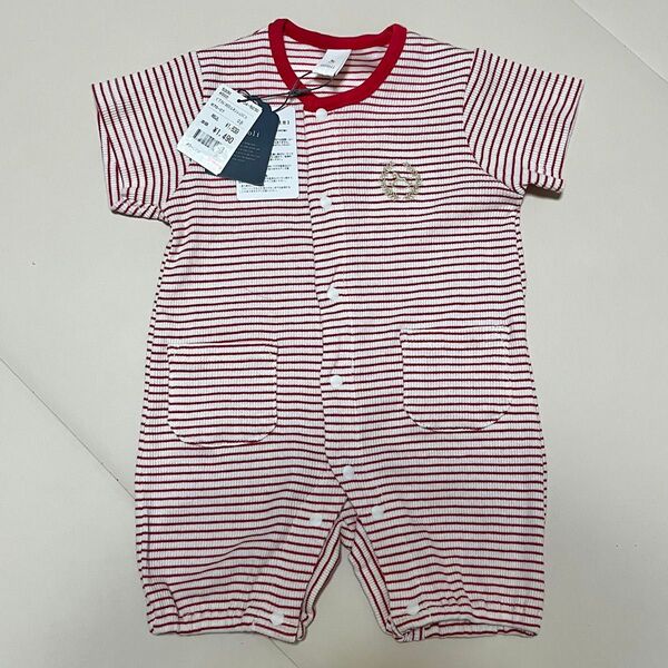 カバーオール ベビー服 60 70 綿100% ロンパース 出産準備 赤 ファミリア風 半袖 バースデイ アカチャンホンポ 新生児
