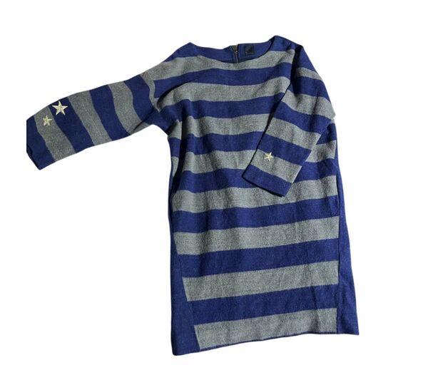 最終価格 星 ボーダーワンピース グレー×ブルー ネイビー ニット スター トップス スカート レディース