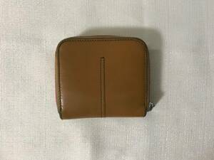  genuine article Tod's TODS original leather round Zip fastener Mini compact purse rhinoceros f. inserting lady's men's Brown tea travel travel Italy made 
