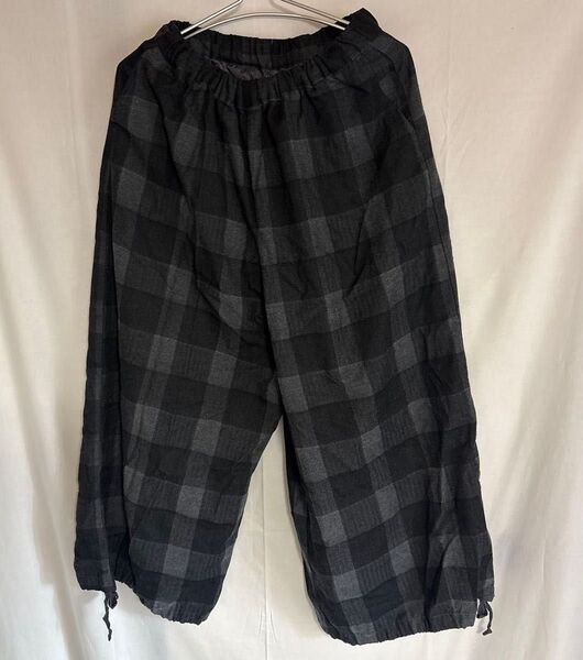 チェック柄 バルーンパンツ ワイドパンツ ゆったり ブラック系 サマンサモスモス 黒 裏地あり ウエストゴム ポケットあり