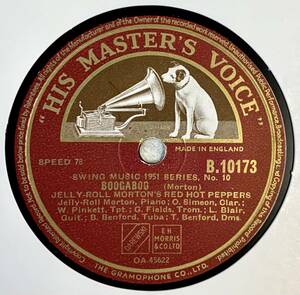 JELLY ROLL MORTON’S RED HOT PEPPERS & TRIO/ BOOGABOO/WOLVERINE BLUES (HMV B.10173)　SP盤　78RPM　 JAZZ 《英》