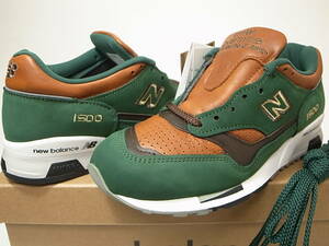 【送料無料 即決】NEW BALANCE UK製 M1500GT 22.5cm US4.5新品オールレザーモデル復刻カラー 緑x茶ダークグリーンxブラウン ヌバック英国製