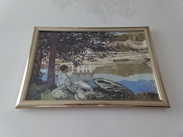 Cadre d'art § Cadre A4 (au choix) avec poster photo § Claude Monet § Bords de Seine, Bennecourt § Style vintage, peinture, impressionniste, style antique, meubles, intérieur, Accessoires intérieurs, autres