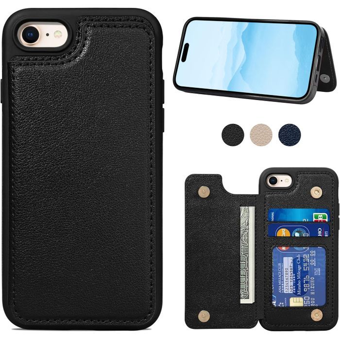 【T11】iPhone16e対応背面手帳型レザーケース(黒)