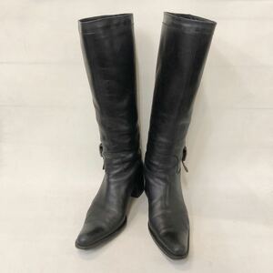  on time On time 17140 leather long boots knee high boots 38 size black Italy made 