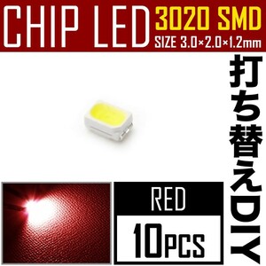 LEDチップ SMD 3020 レッド 赤発光 10個 打ち替え 打ち換え DIY 自作 エアコンパネル メーターパネル スイッチ