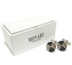 [mac52] new goods MON ARTmon art cuffs cuff links silver × black black Stone 