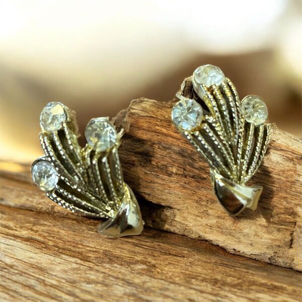 【ヴィンテージ】Coro コロ ラインストーン クリップイヤリング 刻印あり VINTAGE CLIPS